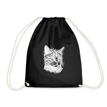 Pretty cat in vintage design - Drawstring Bag - black - Front
