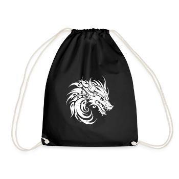 Tête de Dragon chinois rugissant de style de tatouage - Sac de sport léger - noir - Devant