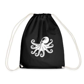Large Octopus with Eight Arms - Drawstring Bag - black - Front