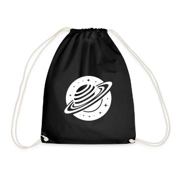 Space planet Saturn with ring system and stars - Drawstring Bag - black - Front