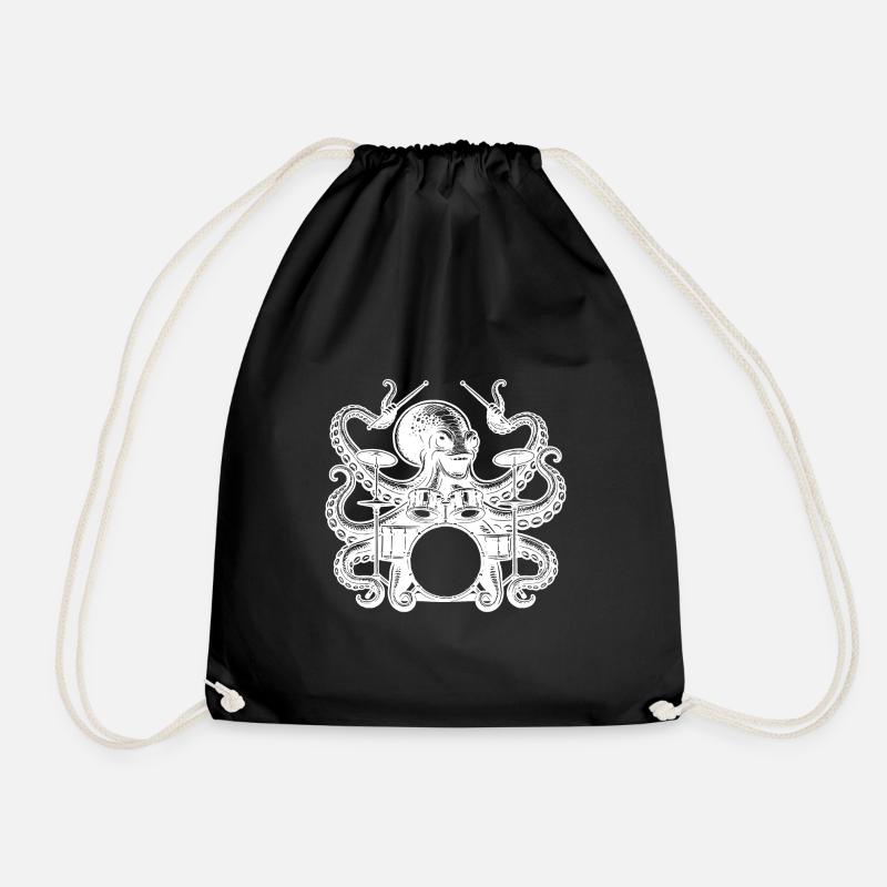 Charmanter Oktopus Am Schlagzeug - Turnbeutel - Schwarz