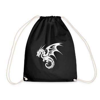 Flying dragon in tattoo style - Drawstring Bag - black - Front