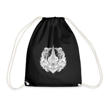 Moonlight behind exotic Thailand temple - Drawstring Bag - black - Front