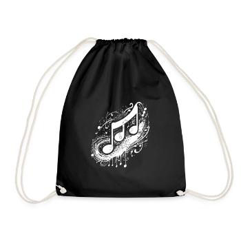 Vintage Music Sheet Music in Tattoo Style - Drawstring Bag - black - Front