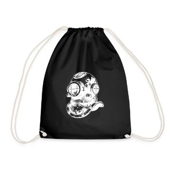 Diving Helmet Vintage Professional Diver Style - Drawstring Bag - black - Front