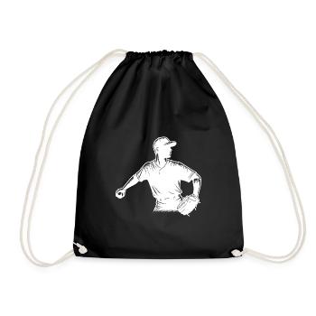 Baseball Spieler mit Ball und Baseballhandschuh - Turnbeutel - Schwarz - Vorne