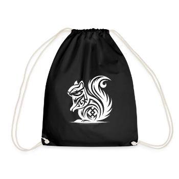 Cute Squirrel in Tattoo Style - Drawstring Bag - black - Front