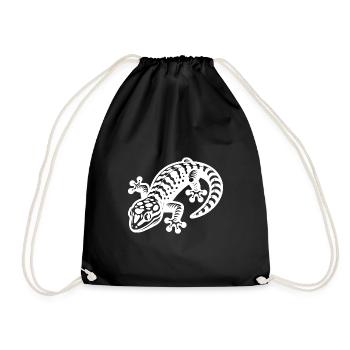 Smart Gecko in Tattoo Style - Drawstring Bag - black - Front