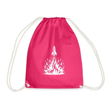 Abhebende Rakete im Feuer Flammen Meer - Turnbeutel - Fuchsia - Vorne