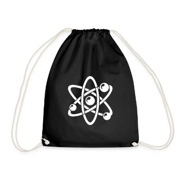Atomic Nucleus Physics Atom Electron Atomic Model - Drawstring Bag - black - Front