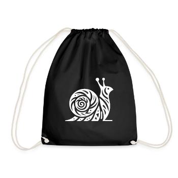 Snail with house in tribal tattoo style - Drawstring Bag - black - Front