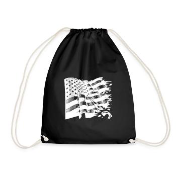 USA Flag Tattoo Style - Drawstring Bag - black - Front
