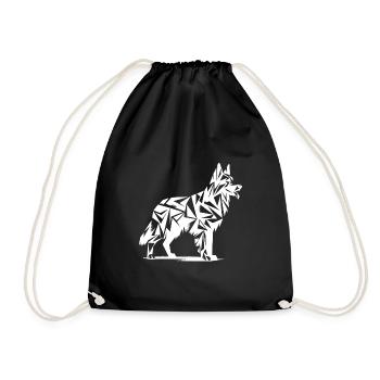 Geometric German Shepherd - Drawstring Bag - black - Front