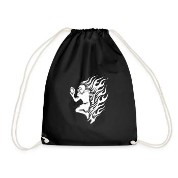 Running football player in flames and fire - Drawstring Bag - black - Front