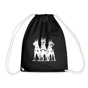 Three elegant watchful Doberman dogs - Drawstring Bag - black - Front