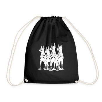 Four clever watchful Dobermans dogs - Drawstring Bag - black - Front