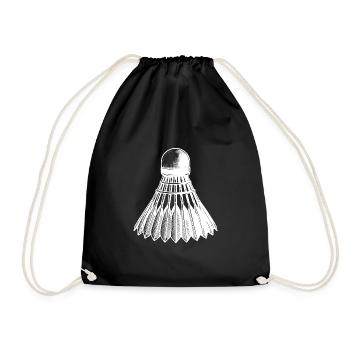 Badminton Ball Tattoo Style - Drawstring Bag - black - Front
