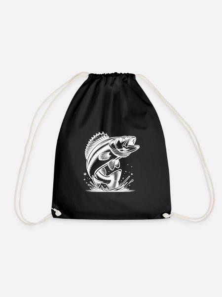 Eleganter springender Zander Raubfisch - Turnbeutel - Schwarz