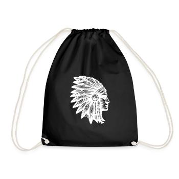 Grim warrior with magnificent headdress - Drawstring Bag - black - Front