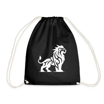 Proud tribal tattoo lion with wild mane - Drawstring Bag - black - Front