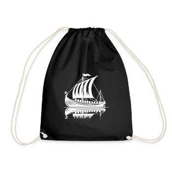 Starkes Wikinger Drachenboot mit Segel - Turnbeutel - Schwarz - Vorne