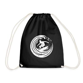 Sportlicher Surfer der in der Welle surft - Turnbeutel - Schwarz - Vorne