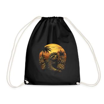 Sloth Sloth Animal Sloth Wilderness Beach Palm Trees - Drawstring Bag - black - Front