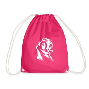 Penguin Cartoon Pencil Drawing Style - Drawstring Bag - fuchsia - Front