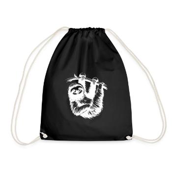 Cute Sloth Tree Pencil Drawing - Drawstring Bag - black - Front