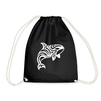 Orca Tribal Tattoo Style springt aus dem Wasser - Turnbeutel - Schwarz - Vorne