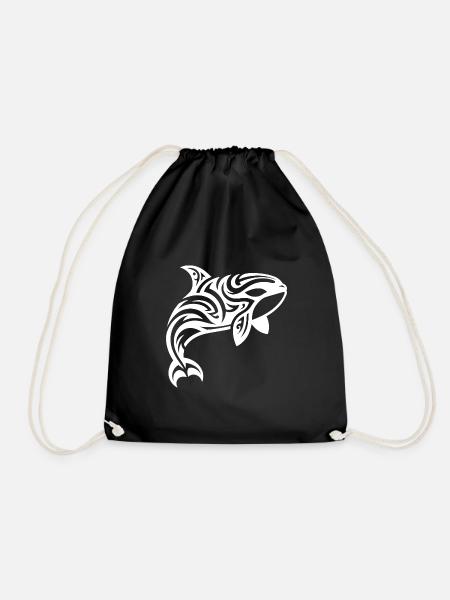 Orca Tribal Tattoo Style springt aus dem Wasser - Turnbeutel - Schwarz