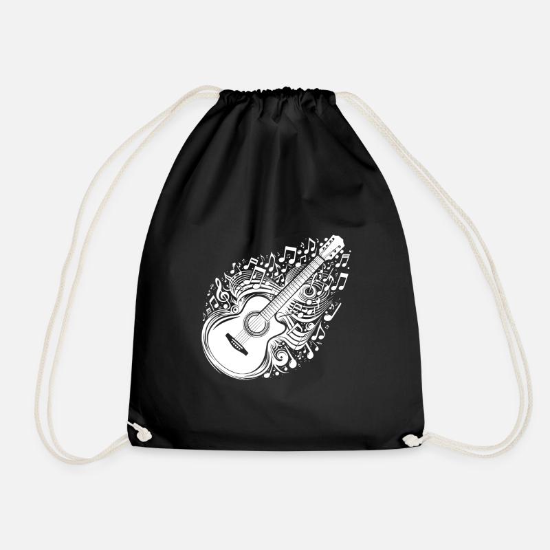 Gitarre mit fliegenden Musik Noten - Turnbeutel - Schwarz