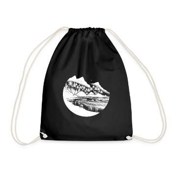Plage et mer avec palmiers et montagnes - Sac de sport léger - noir - Devant