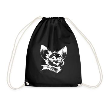 Laughing Bat Baby Vampire Drawing - Drawstring Bag - black - Front