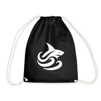 Shark in Waves Tattoo Logo Style - Drawstring Bag - black - Front