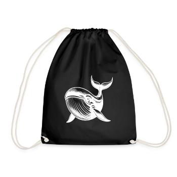 Beautiful Diver Blue Whale Pencil Sketch - Drawstring Bag - black - Front