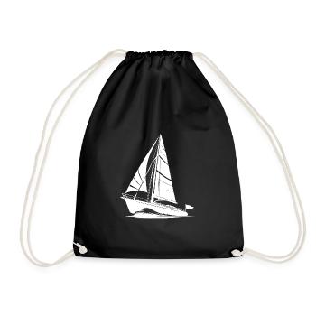 Sailboat in big waves under sail in the wind - Drawstring Bag - black - Front