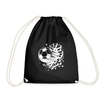 Banger Soccer Shot Breaks Through Brick Wall - Drawstring Bag - black - Front