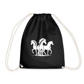Wild group of horses enjoying their free run - Drawstring Bag - black - Front