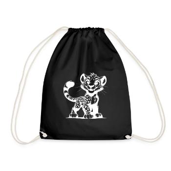 Elegant little grinning baby leopard - Drawstring Bag - black - Front