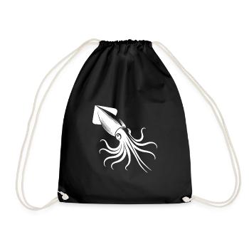 Cuddly Giant Arrow Squid Tattoo Diver Style - Drawstring Bag - black - Front