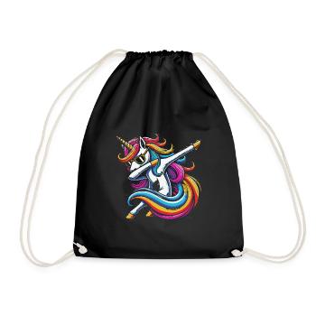 Regenbogen Einhorn mit Sonnenbrille Comic Kunst - Turnbeutel - Schwarz - Vorne