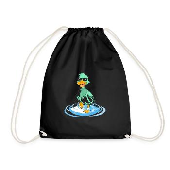Duck funny cool - Drawstring Bag - black - Front
