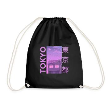 Tokyo Japan, Magenta - Turnbeutel - Schwarz - Vorne