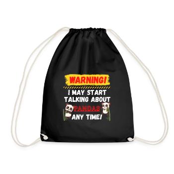 Warning Pandas - Drawstring Bag - black - Front