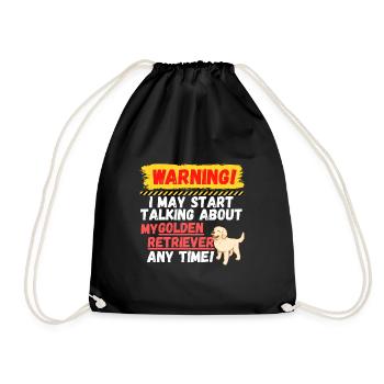Warning Golden Retriever - Drawstring Bag - black - Front