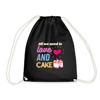 Tout ce dont nous avons besoin, c’est d’amour et de gâteau - Sac de sport léger - noir - Devant