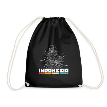 Indonesien Reise Bali Wayang Kulit Schatten - Turnbeutel - Schwarz - Vorne