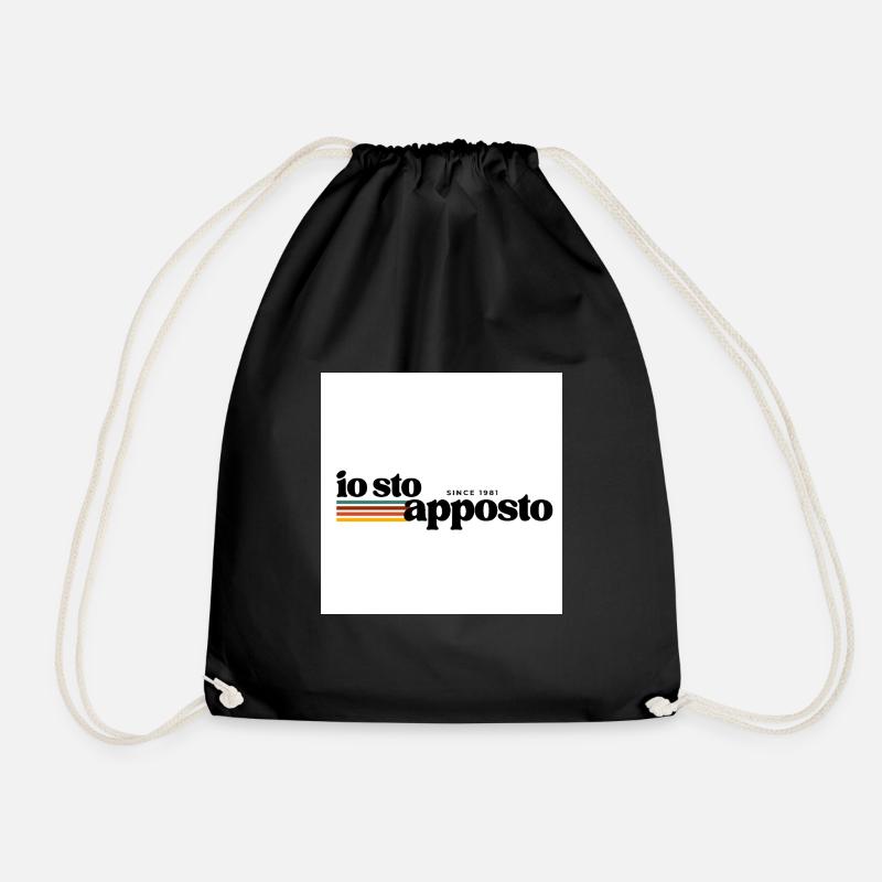 I'm affixing retro stripes - Drawstring Bag - black
