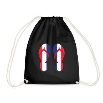 Frankreich Flagge Flipflop Franzose Geschenk - Turnbeutel - Schwarz - Vorne